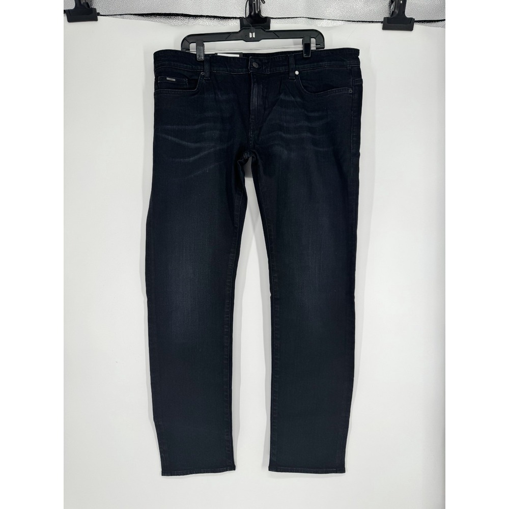 Hugo Boss Delaware 3-1 Jeans Mens 40x32 Black Denim Slim Fit Italian Stretch